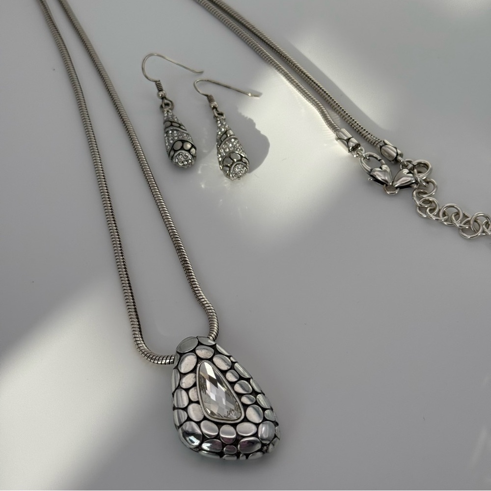 Vintage Brighton "Pebble Crystal" necklace and earring set